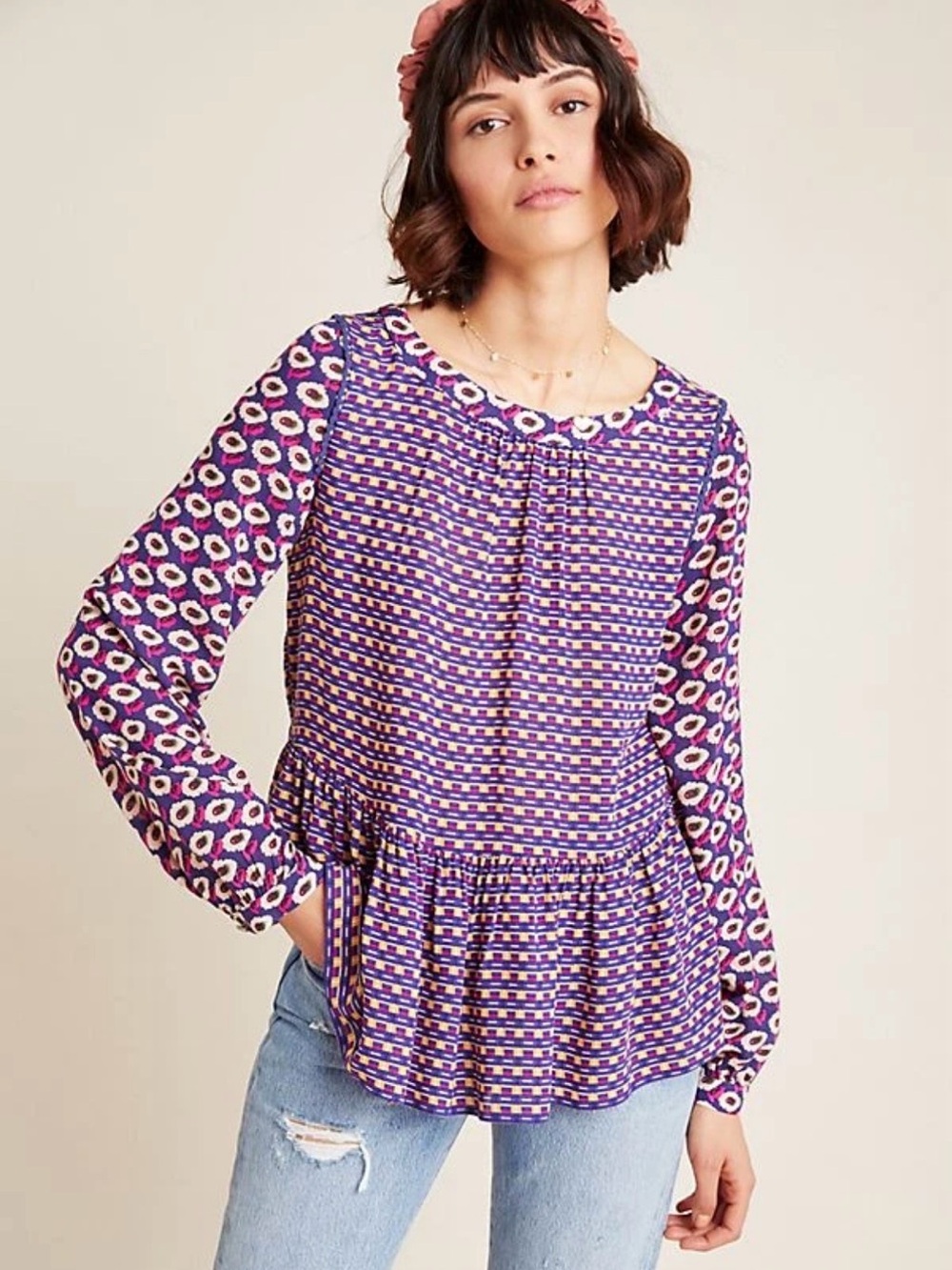 Maeve By Anthropologie Cheyenne Peplum Blouse, Size S 780